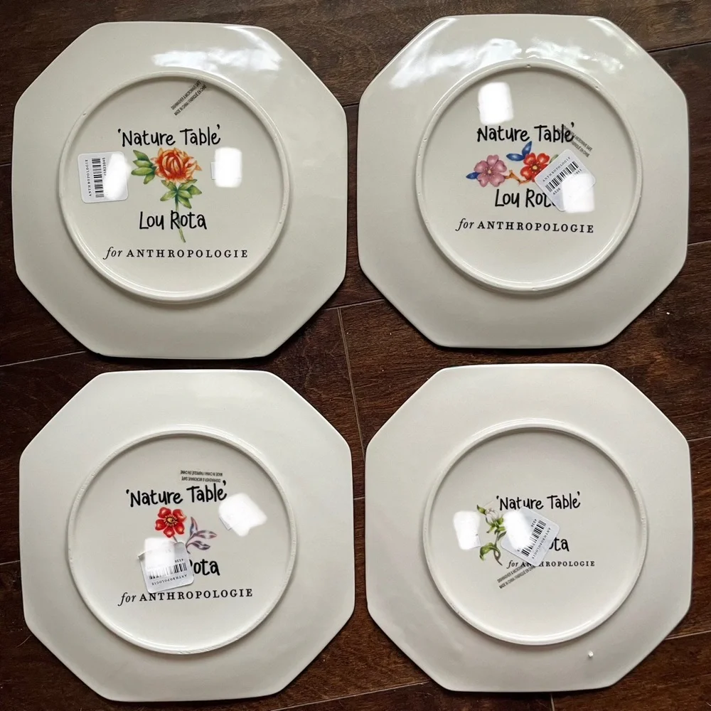 Vintage Anthropologie Lou Rota Nature Table Dessert Plate set of 4
